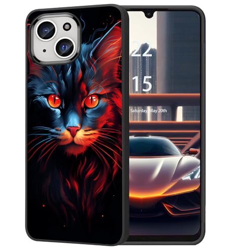 DHEEBFWE Schutzhülle für iPhone 14, ultradünn, Silikon, weich, mattiert, TPU, stoßdämpfend, kratzfest, Schutzhülle für iPhone 14, 15,5 cm (6,1 Zoll), schwarze Katze von DHEEBFWE