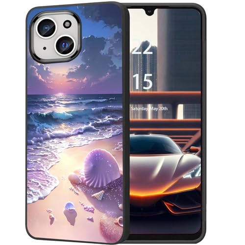DHEEBFWE Schutzhülle für iPhone 14 Plus, ultradünn, Silikon, weich, mattiert, TPU, stoßdämpfend, kratzfest, Schutzhülle für iPhone 14 Plus, 17 cm (6,7 Zoll), Strandmuschel-Himmel-Design von DHEEBFWE