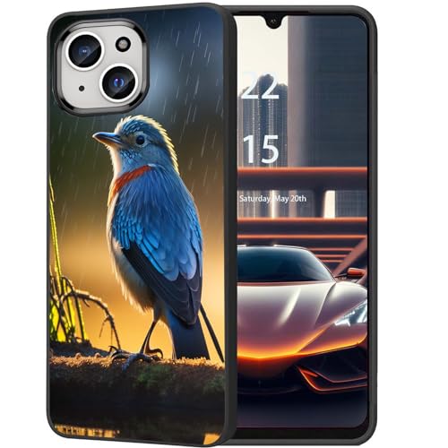 DHEEBFWE Schutzhülle für iPhone 14 Plus, ultradünn, Silikon, weich, mattiert, TPU, stoßdämpfend, kratzfest, Schutzhülle für iPhone 14 Plus, 17 cm (6,7 Zoll), blaues Vogel-Design von DHEEBFWE