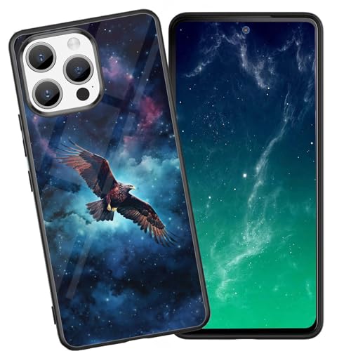 DHEEBFWE Schutzhülle für iPhone 14 Pro, stoßfest, kratzfest, weiches Silikon, mit organischer Glasrückseite, langlebige Schutzhülle für iPhone 14 Pro 15,5 cm (6,1 Zoll) (2022), Motiv "fliegender Adler von DHEEBFWE