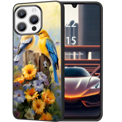 DHEEBFWE Schutzhülle für iPhone 14 Pro, ultradünn, Silikon, weich, mattiert, TPU, stoßdämpfend, kratzfest, Schutzhülle für iPhone 14 Pro 15,5 cm (6,1 Zoll), zwei niedliche Vögel von DHEEBFWE