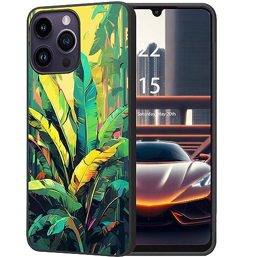 DHEEBFWE Schutzhülle für iPhone 14 Pro Max 2022, dünne, weiche, mattierte TPU-Hülle, Stoßdämpfung, kratzfest, langlebig, Schutzhülle für iPhone 14 Pro Max 6,7 Zoll (2022), Bananenblätter-Design von DHEEBFWE