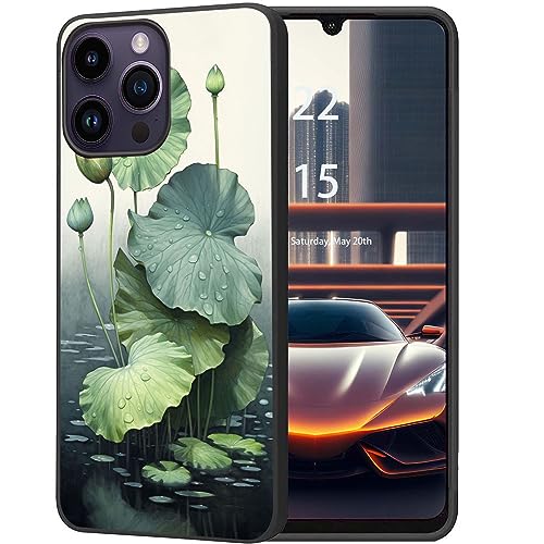 DHEEBFWE Schutzhülle für iPhone 14 Pro Max 2022, dünne, weiche, mattierte TPU-Hülle, Stoßdämpfung, kratzfest, langlebig, Schutzhülle für iPhone 14 Pro Max 6,7 Zoll (2022), Lotusblatt-Design von DHEEBFWE
