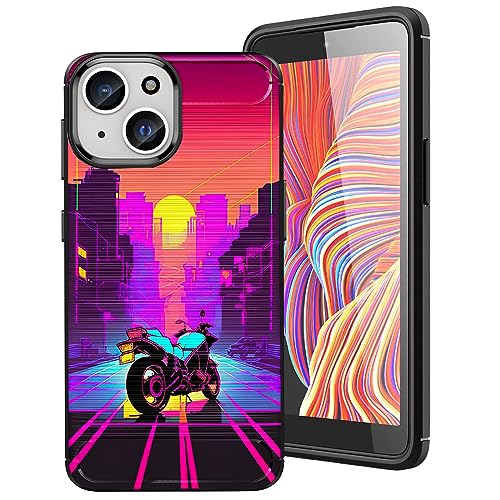 DHEEBFWE Schutzhülle für iPhone 15, dünn, weich, TPU, gebürstete Textur, stoßdämpfend, rutschfest, Schutzhülle für iPhone 15 (2023), zukünftiges Motorrad-Design von DHEEBFWE
