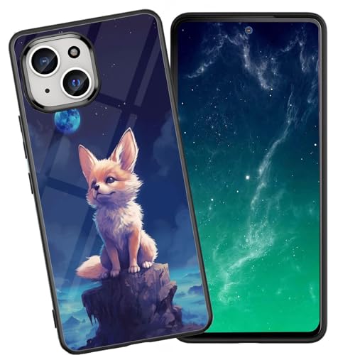DHEEBFWE Schutzhülle für iPhone 15, stoßfest, kratzfest, weiches Silikon, mit organischer Glasrückseite, langlebige Schutzhülle für iPhone 15, 15,4 cm (6,1 Zoll) (2023), niedlicher Fuchs mit von DHEEBFWE