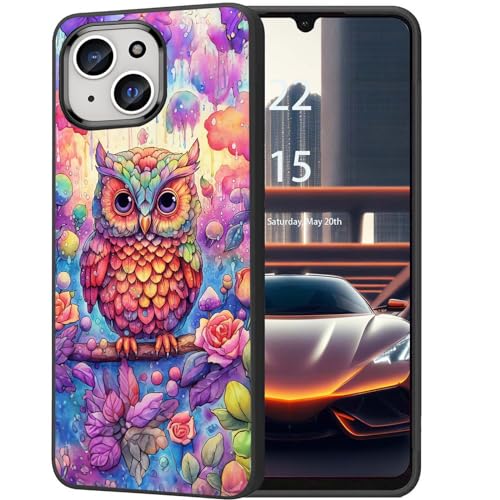 DHEEBFWE Schutzhülle für iPhone 15 Plus, dünn, mattiert, TPU, weich, stoßdämpfend, kratzfest, langlebig, Schutzhülle für iPhone 15 Plus (2023), Aquarell-Eule von DHEEBFWE