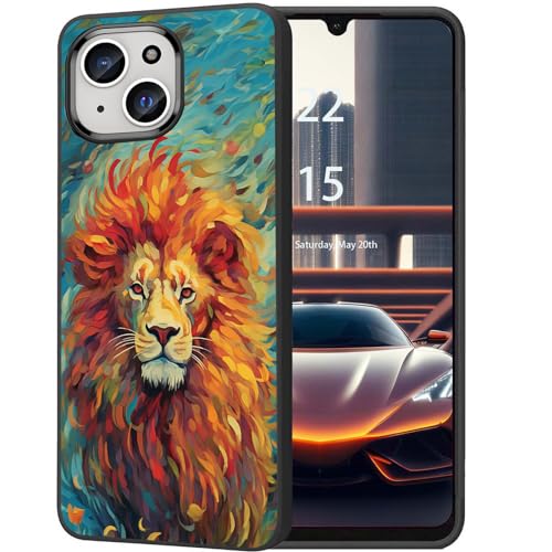 DHEEBFWE Schutzhülle für iPhone 15 Plus, dünn, mattiert, TPU, weich, stoßdämpfend, kratzfest, langlebig, Schutzhülle für iPhone 15 Plus (2023), abstrakter bunter König der Löwen von DHEEBFWE