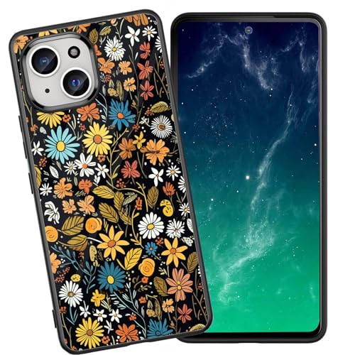 DHEEBFWE Schutzhülle für iPhone 15 Plus, stoßfest, kratzfest, weiches Silikon, mit organischer Glas-Rückseite, langlebige Schutzhülle für iPhone 15 Plus 17,7 cm (6,7 Zoll) (2023), Blumengarten-Design von DHEEBFWE