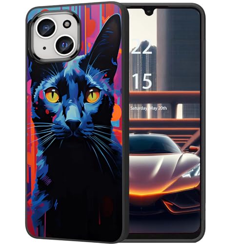 DHEEBFWE Schutzhülle für iPhone 15 Plus, ultradünn, Silikon, weich, mattiert, TPU, stoßdämpfend, kratzfest, Schutzhülle für iPhone 15 Plus, 17 cm (6,7 Zoll), süßes schwarzes Katzen-Design von DHEEBFWE