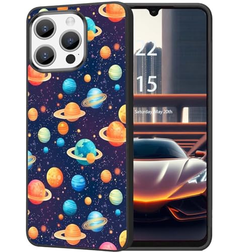 DHEEBFWE Schutzhülle für iPhone 15 Pro, dünn, mattiert, TPU, weich, stoßdämpfend, kratzfest, langlebig, Design Universum Planet von DHEEBFWE