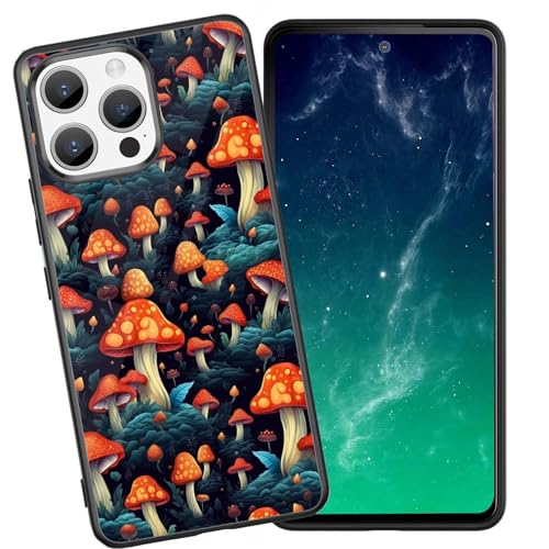 DHEEBFWE Schutzhülle für iPhone 15 Pro, stoßfest, kratzfest, weiches Silikon, mit organischer Glasrückseite, langlebige Schutzhülle für iPhone 15 Pro 15,5 cm (6,1 Zoll), Pilz-Design von DHEEBFWE