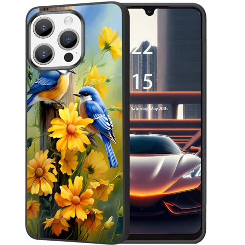DHEEBFWE Schutzhülle für iPhone 15 Pro, ultradünn, Silikon, weich, mattiert, TPU-Hülle, stoßdämpfend, kratzfest, Schutzhülle für iPhone 15 Pro, 15,5 cm (6,1 Zoll), Design mit zwei Vögeln von DHEEBFWE