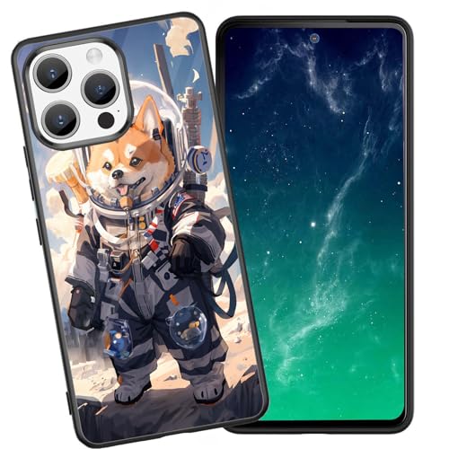 DHEEBFWE Schutzhülle für iPhone 15 Pro Max, stoßfest, kratzfest, weiches Silikon, mit organischer Glas-Rückseite, langlebige Schutzhülle für iPhone 15 Pro Max 6,7 Zoll (2023), Astronauten-Design von DHEEBFWE