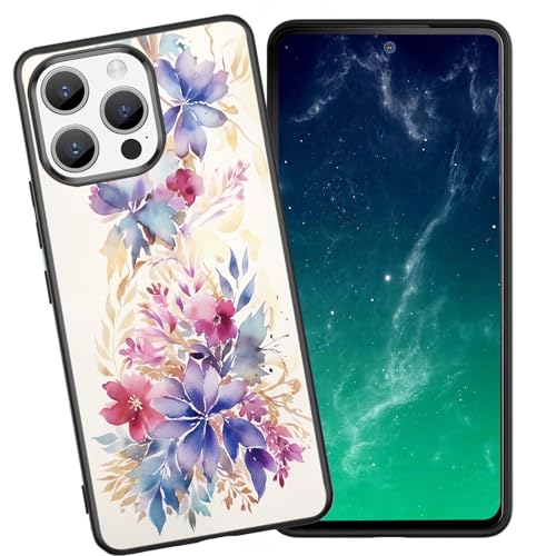 DHEEBFWE Schutzhülle für iPhone 15 Pro Max, stoßfest, kratzfest, weiches Silikon, mit organischer Glas-Rückseite, langlebige Schutzhülle für iPhone 15 Pro Max 6,7 Zoll (2023), Blumen-Design von DHEEBFWE