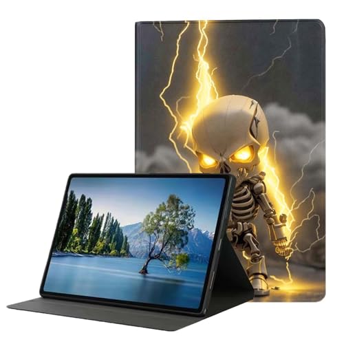 DHEEBFWE Tablet-Hülle für Samsung Galaxy Tab A 8.0 2019 (SM-T290/T295), Premium-Leder-Folio-Ständer, automatische Wake/Sleep-Funktion, mehrere Betrachtungsständer, goldener Totenkopf von DHEEBFWE