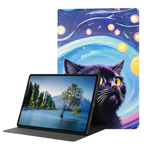 DHEEBFWE Tablet-Hülle für Samsung Galaxy Tab S9 27,9 cm (11 Zoll) 2023 (SM-X710/X716B/X718U), Premium-Leder-Folio-Ständer, automatische Wake-/Sleep-Funktion, mehrere Betrachtungsständer, Astralkatze von DHEEBFWE