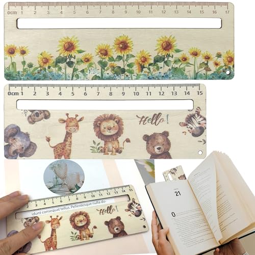 DHER 2 Größen Lesehilfen Personalisiert Holz Lesezeichen Leselineal Set Holz Lesezeichen personalisierte Lesezeichen aus Holz für Schüler, Leselineal für Schuleingang, Geschenkideen zur Eröffnung (A) von DHER