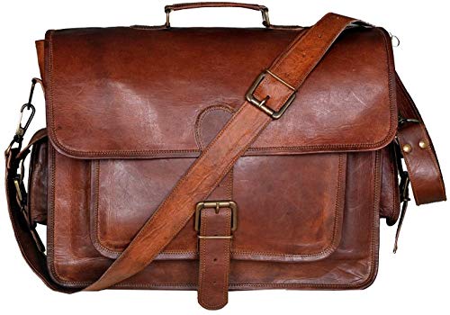 DHK 45,7 cm handgemachte Vintage Leder Messenger Bag für Laptop Best Computer, Schule Aktentasche Distressed Tasche von DHK
