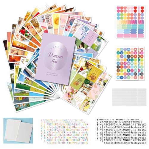 Vision Board Supplies for Women, Scrapbook Kit and Collage Book Magazines, Vision Board Pictures and Quotes, Inspire and Create Life Goals (Purple) von DHQH