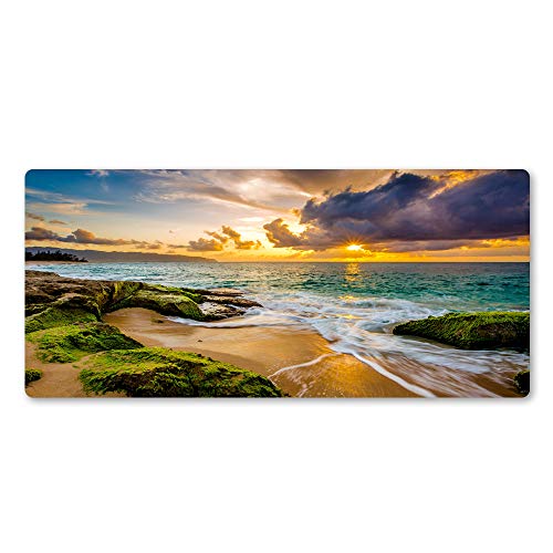 Mauspad Gaming Meer Sonnenuntergang Landschaft Mauspad Büro Computer Tastatur Maus Gummimatte Computerspielunterlage Gamer 600X300X3Mm von DHSBD