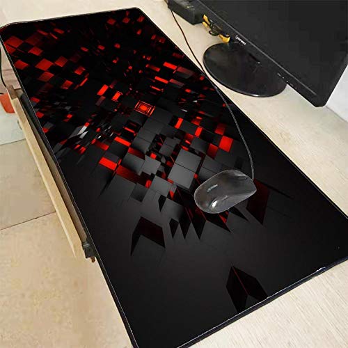 Mauspad Xxl Schwarz Und Rot 3D Muster Gaming Locking Edge Mauspad Große Computer Mousepad Schreibtisch Matte Waschbar 300X600X2Mm von DHSBD