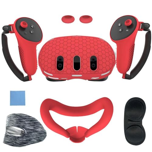 7-teiliges VR-Headset-Zubehör-Set für Meta 3 Host-Schutzhülle, Silikon-Gesichtsmaske, Zubehör-Set Ärmel, Griff, von DHliIQQ