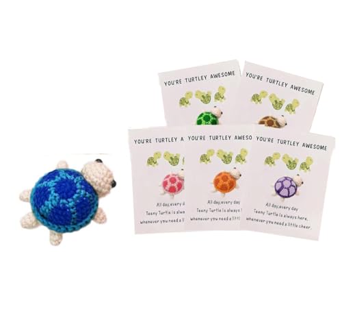 "You're Turtley Awesome", handgefertigte gehäkelte gefüllte Schildkröte mit Ermutigungskarte, Taschen-Umarmung, Valentinstagsgeschenk für Kinder, positive Schildkröten-Grußkarte, inspirierendes von DHliIQQ