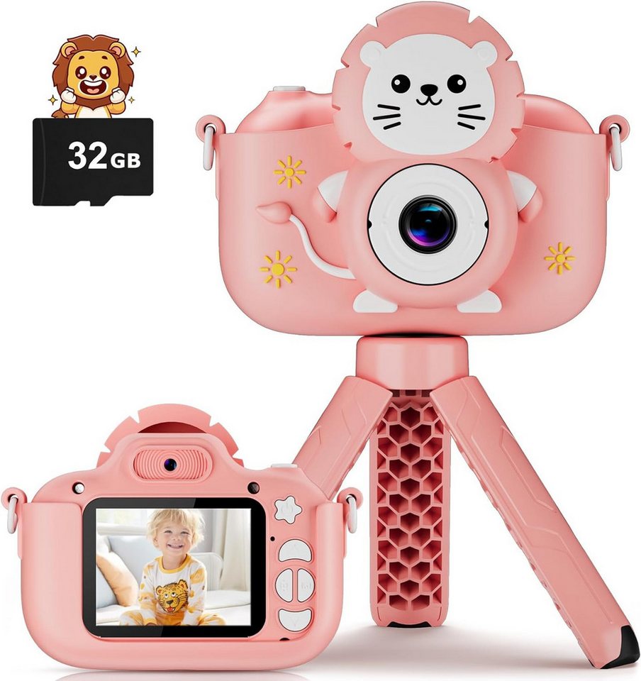 DIAMOOKY Kinderkamera (20 MP, 8x opt. Zoom, inkl. mit Autofokus, Digitalzoom und HD-IPS-Objektiv in stoßfestem Design, Kinderkamera, 1080P HD, 2,0-Zoll-Bildschirmkamera, 32 GB SD-Karte) von DIAMOOKY
