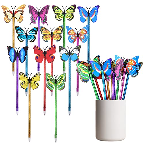 DIBALIYI 24 Stück Butterfly Kugelschreiber, 0,5 mm Gel-Tintenroller,Blauer Gelstift für Schule, Büro, Zuhause, Party, Geschenk von DIBALIYI