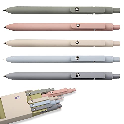 DIBALIYI 5 Stück Einziehbare Gelschreiber, 0,5 mm Schwarz Stift, Gel Kugelschreiber für Schreiben, Tagbuchschreiben und Notieren für Schule Büro Zuhause Geeignet von DIBALIYI