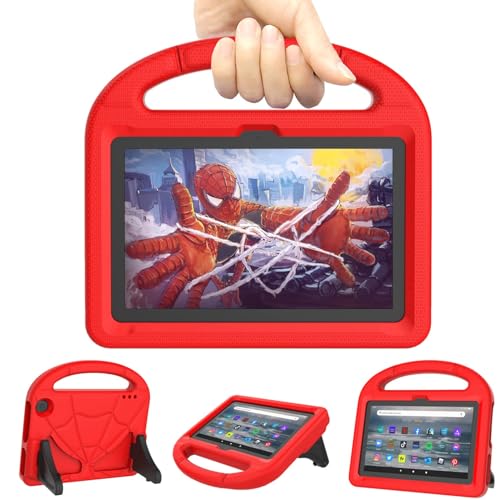 DICEKOO Schutzhülle für 17,8 cm (7 Zoll) Tablet Kids – inkompatible TCL Onn Tablets, leichte, stoßfeste kindersichere Schutzhülle mit Griff und Ständer, Rot von DICEKOO