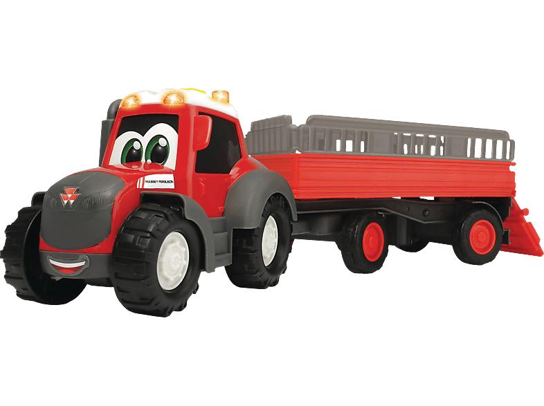 DICKIE-TOYS ABC Massey Ferguson Animal Trailer, Traktor mit Anhänger Spielzeugauto Rot von DICKIE-TOYS