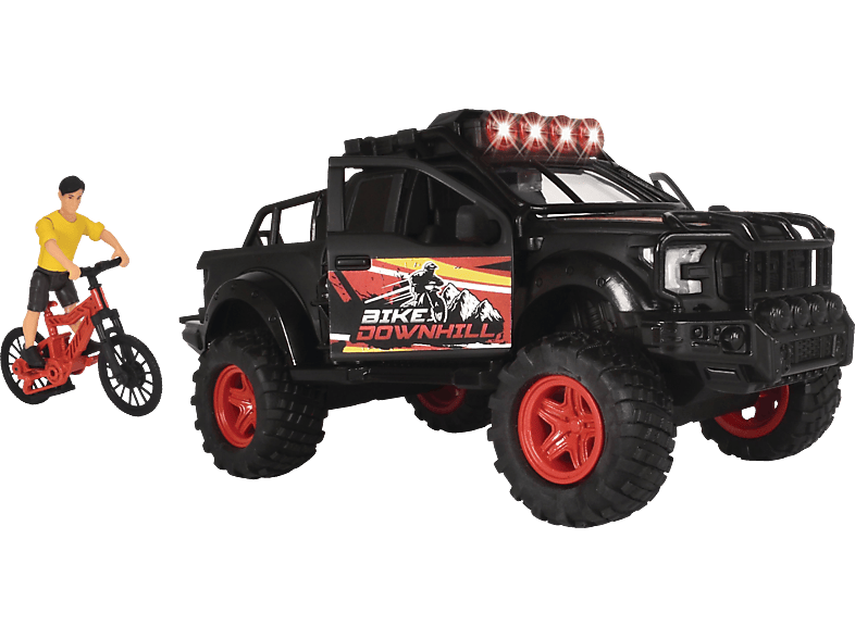 DICKIE-TOYS Downhill Racing, Ford Raptor, Tuning Teile, Licht & Sound Spielzeugauto Schwarz von DICKIE-TOYS