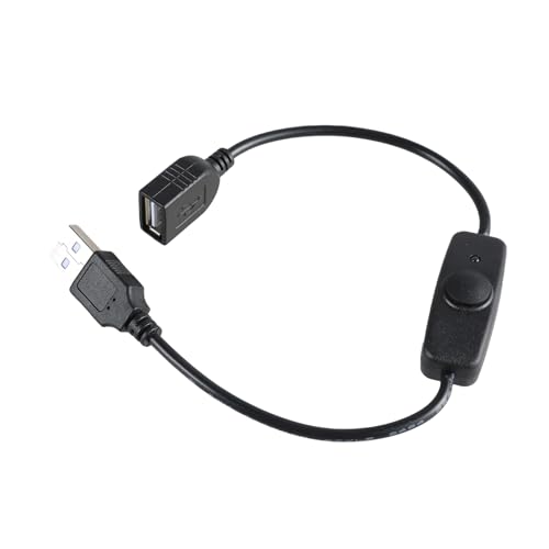 DIDILLX USB-Verlängerungskabel, Netzkabel mit Betriebsanzeige und Schaltern, 32 cm, für USB-Lampe und Lüfter, 5 V, 2 A, nur zum Aufladen von DIDILLX