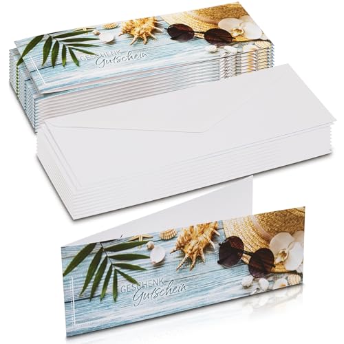 Premium Geschenkgutschein 100er Set - Gutscheine Zum Selber Ausfüllen, Gutschein Karte - Perfekt für Reisebüros & Touristikbranche - Einzigartiges Format inkl. Kuvert (5014) von DIE GESCHENK-GUTSCHEINE