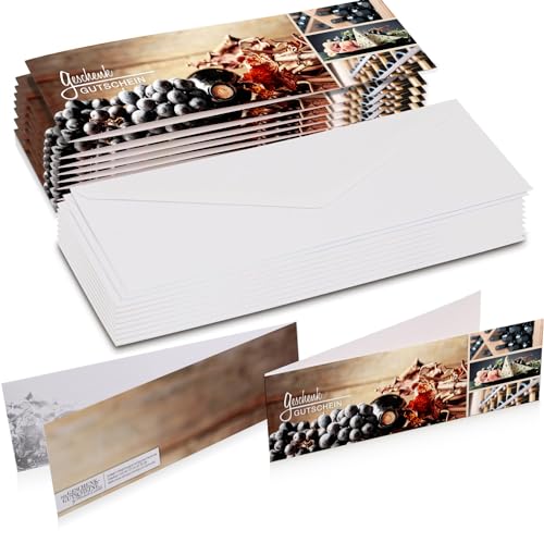 Premium Geschenkgutschein Set - Gutscheine Zum Selber Ausfüllen, Gutschein Karte - Perfekt für Feinkostgeschäfte und Fachhandel - Einzigartiges Format inkl. Kuvert (5015, 25er Set) von DIE GESCHENK-GUTSCHEINE