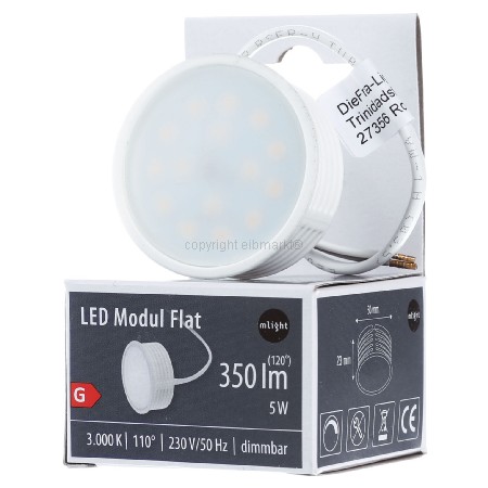 81-3258 - LED-Modul flat 5W 3000K 110° 350lm dimmbar weiß, 81-3258 - Aktionsartikel 81-3258 - LED-Modul flat 5W 3000K 110° 350lm dimmbar weiß, 81-3258 - Aktionsartikel von DIEFRA LIGHT