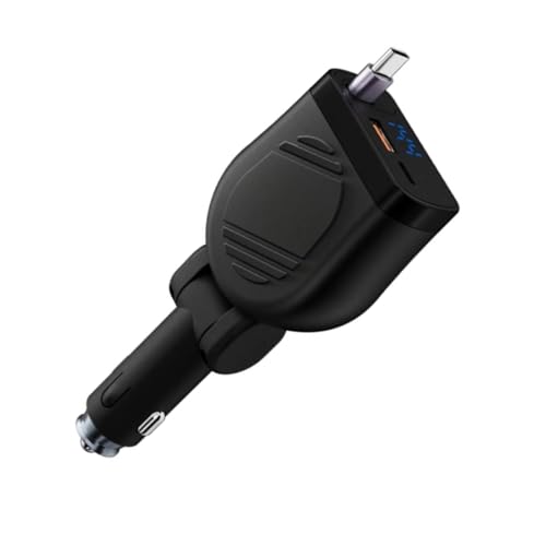 Einziehbarer Autoladeadapter 4 in 1 USB C Schnellladeadapter mit Typ-C-Kabeln, USB-Ladeanschluss mit Digitalanzeige für Telefon Einziehbarer Autoladeadapter 4 in 1 USB C Schnellladeadapter mit Typ-C-Kabeln, USB-Ladeanschluss mit Digitalanzeige für Telefon von DIEKE