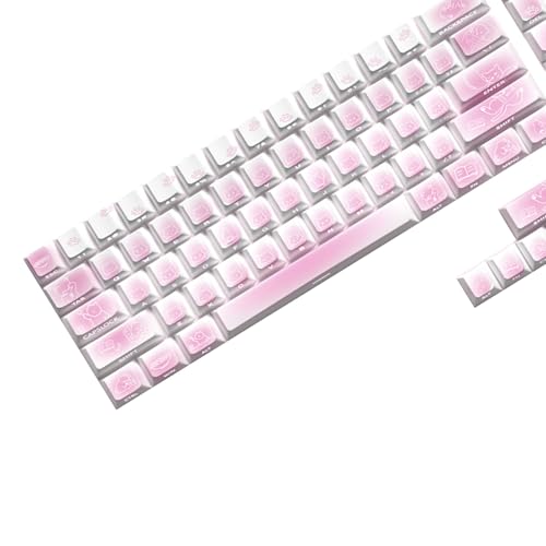 Tastaturen mit Cartoon-Kätzchen-Motiv, 74/46 Stück, für mechanische Tastaturen, Ersatz-Tastenkappen, verbessert Tippen und Spielen von DIEKE