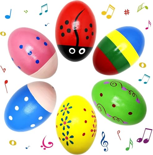 6 Stück Eier Maracas, Musical Egg Shaker, Holz Percussion Musikintrument, Musikinstrument Egg Shaker, Eier Maracas Eier Shaker Set für Party Gefälligkeiten, Musikinstrument, Osterjagd 6 Stück Eier Maracas, Musical Egg Shaker, Holz Percussion Musikintrument, Musikinstrument Egg Shaker, Eier Maracas Eier Shaker Set für Party Gefälligkeiten, Musikinstrument, Osterjagd von DIELOVEHUA