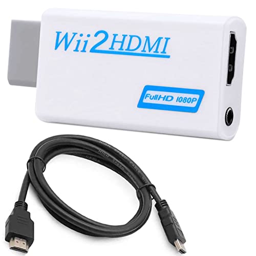 DIFCUL Wii HDMI Adapter, Wii zu HDMI Adapter mit HDMI Kabel,Wii auf HDMI Adapter 1080P/720P HD Converter Adapter mit 3,5mm Stereo Audio Buchse +1.5m HDMI Kabel für Smart TV HDTV von DIFCUL