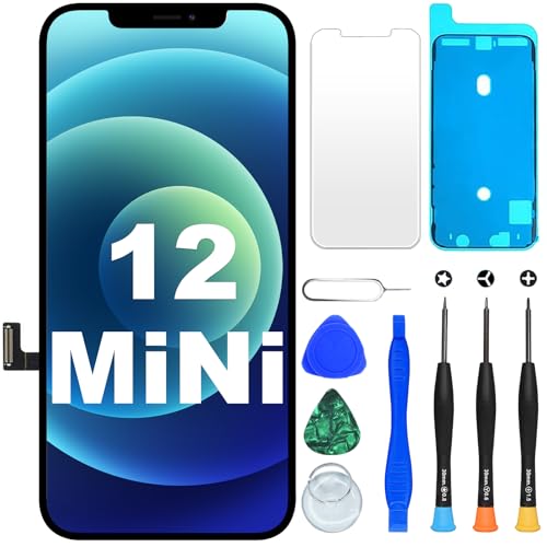 DIGI4U Bildschirm Ersatz für iPhone 12 Mini Display, 5,4'' Truetone FaceID LCD Bildschirm für iPhone 12 Mini Display Bildschirm Ersatz Digitizer Reparaturkits von DIGI4U