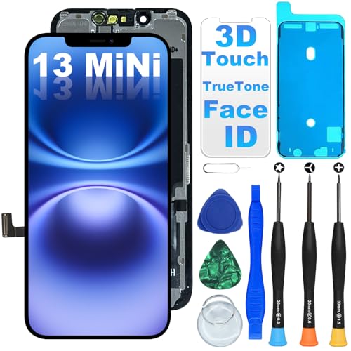 DIGI4U Bildschirm Ersatz für iPhone 13 Mini Display, 5,4'' 𝟯𝑫 𝑻𝒐𝒖𝒄𝒉 𝑻𝒓𝒖𝒆𝑻𝒐𝒏𝒆 LCD Bildschirm für iPhone 13 Mini Display Bildschirm Ersatz Digitizer Reparaturkits (13 Mini) von DIGI4U