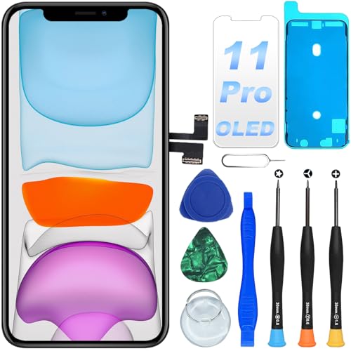 DIGI4U AMOLED Bildschirm Ersatz für iPhone 11 Pro, 5,8 Zoll True Tone FHD Display Digitizer Assembly, kein LCD, mit Reparaturset für iPhone 11 Pro OLED von DIGI4U