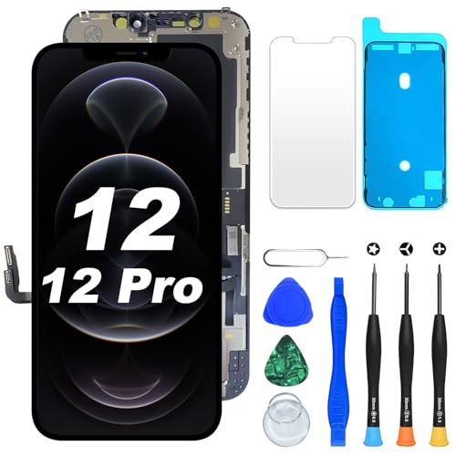 DIGI4U LCD für iPhone 12/iPhone 12 Pro Display Bildschirm Ersatz, 6,1'' 𝑭𝒖𝒍𝒍 𝑯𝑫 𝟯𝑫 𝑻𝒐𝒖𝒄𝒉 𝑻𝒓𝒖𝒆𝑻𝒐𝒏𝒆 𝑭𝒂𝒄𝒆 𝑰𝑫 LCD Bildschirm für iPhone 12/12 Pro Display Digitizer Reparaturkits von DIGI4U