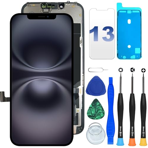 DIGI4U Bildschirm Ersatz für iPhone 13 Display, 6,1'' 3D Touch 𝑻𝒓𝒖𝒆 𝑻𝒐𝒏𝒆 Face ID LCD Display Ersatz Bildschirm Digitizer Reparaturkit für iPhone 13 (Modelle: A2482, A2631, A2633, A2634, A2635) von DIGI4U