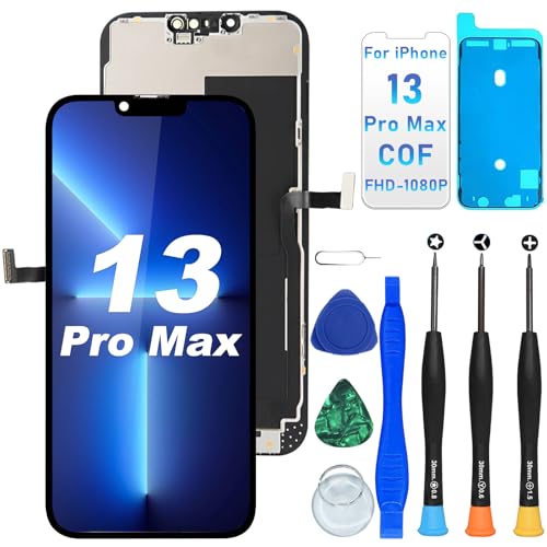 DIGI4U LCD für iPhone 13 Pro Max Bildschirmersatz, 16,7 cm (6,7 Zoll) Full HD Face ID True Tone Bildschirm für iPhone 13 Pro Max Display Digitizer Montage mit Reparaturwerkzeugen für iPhone 13 Pro Max von DIGI4U