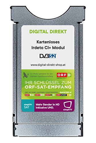 ORF DIGITAL DIREKT CI+ SAT Modul kartenlos mit integrierter Entschlüsselung für ORF und simpliTV SAT (Keine Karte notwendig) von DIGIKABEL