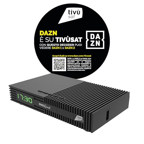 DIGIQUEST Tivùsat Ti9, DVB-S2 Decoder, selbstinstalliert, 2-in-1-Fernbedienung, Tivùsat Smartcard inklusive, HDR, Aufnahmefunktion aktivierbar, SOS-Taste, Gerät für die Kanäle DAZN 1 und 2 DIGIQUEST Tivùsat Ti9, DVB-S2 Decoder, selbstinstalliert, 2-in-1-Fernbedienung, Tivùsat Smartcard inklusive, HDR, Aufnahmefunktion aktivierbar, SOS-Taste, Gerät für die Kanäle DAZN 1 und 2 von DIGIQUEST