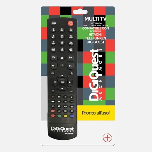 Multi TV-Fernbedienung, kompatibel mit Allen Modellen HITACHI, TELEFUNKEN und DIGIQUEST TV, Schwarz von DIGIQUEST